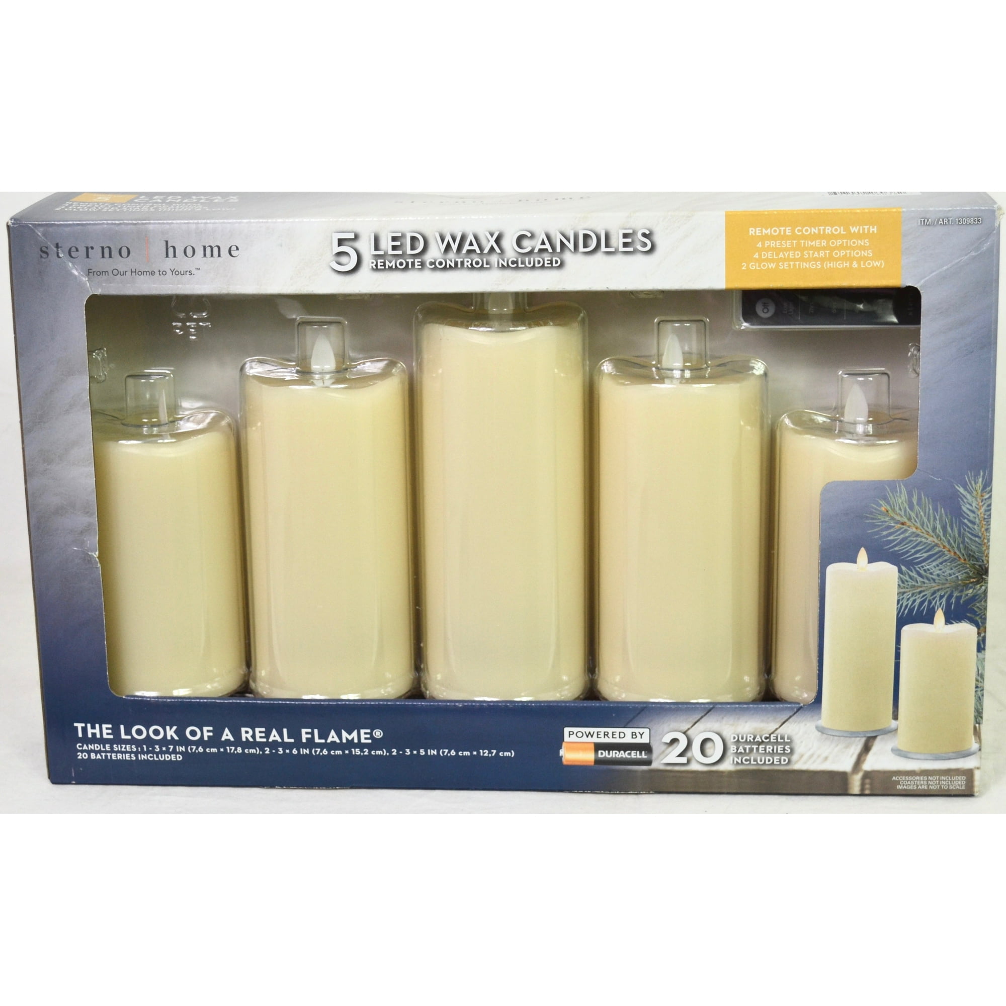 Sterno Home Set of 5 LED Flameless Wax Candles with Remote Control 